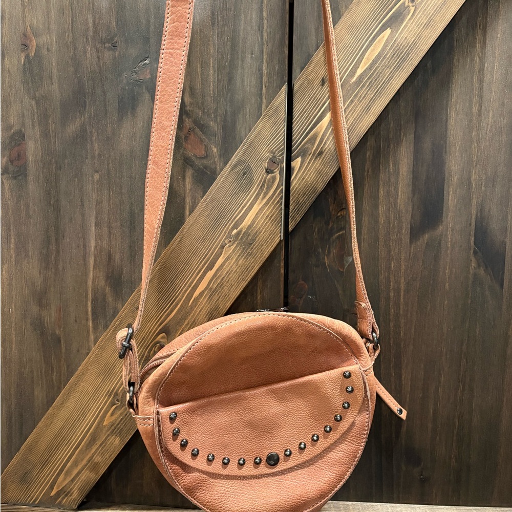 Elegant Tan Studded Crossbody Bag